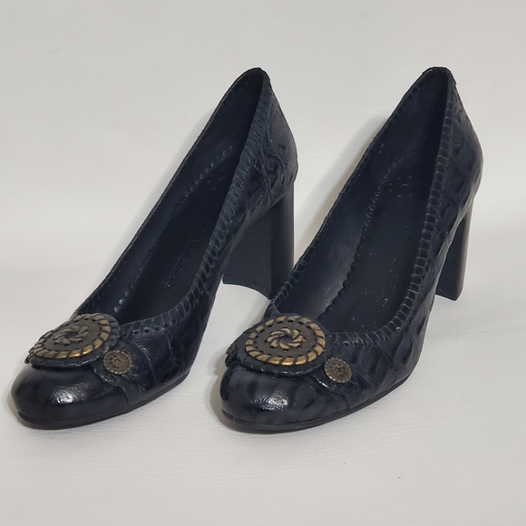Jack Rogers Shoes - Jack Rogers Black Leather Women's Heels with Decorative Accents